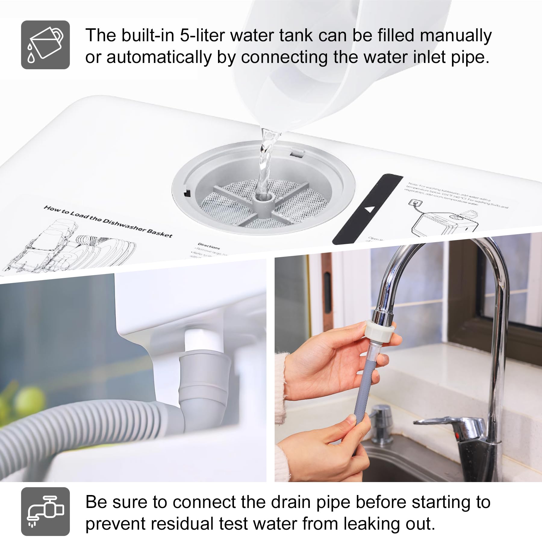**Mini Countertop Dishwasher with Drying & Double Spray Arms – Portable Dishwasher with Water Tank, 6 Wash Programs – Ideal for Small Kitchens, Apartments & Washing Baby Bottles**