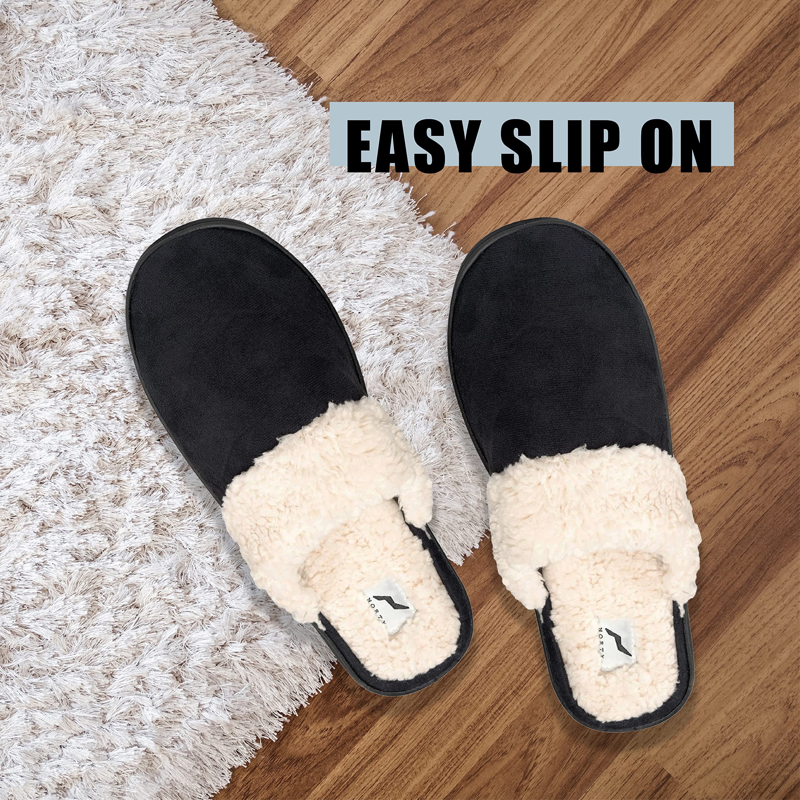 NORTY Men's Slip-On Clog Slippers with Memory Foam - Comfortable Indoor House Shoes for Men - Perfect for Home, Lounge & Backyard Use