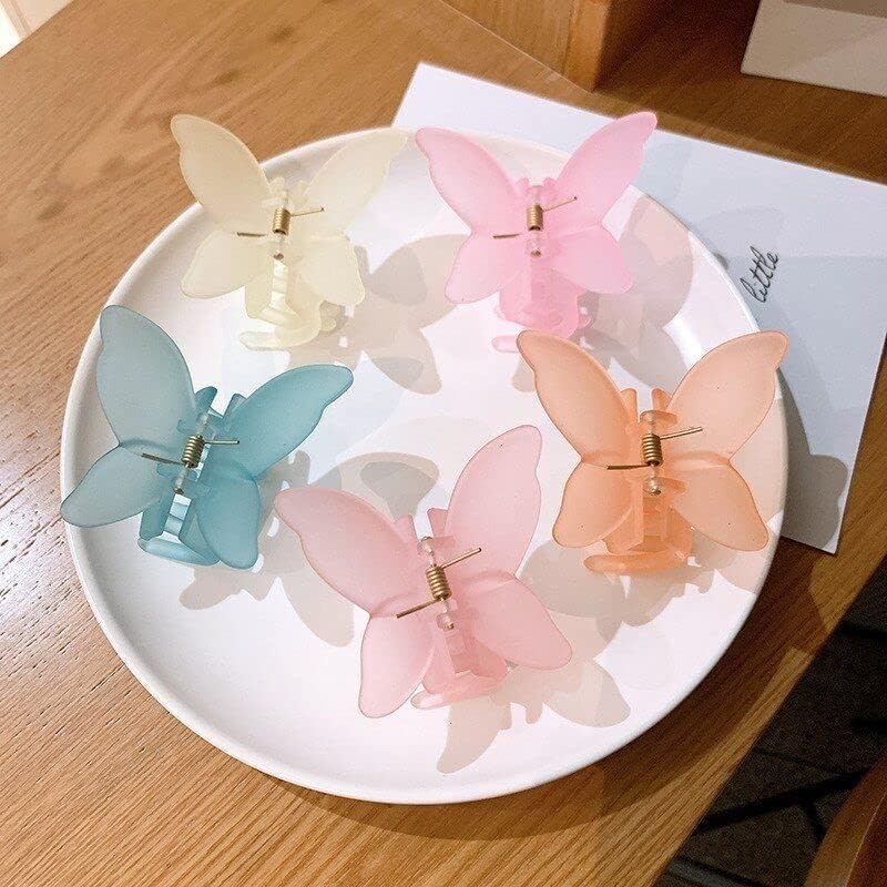Elegant Frosted Transparent Butterfly Hair Clips for Women - 6 Pack Hairpins, Barrettes & Hair Accessories for Girls, Teens & Adults - Perfect for Weddings, Parties & Everyday Hairstyles