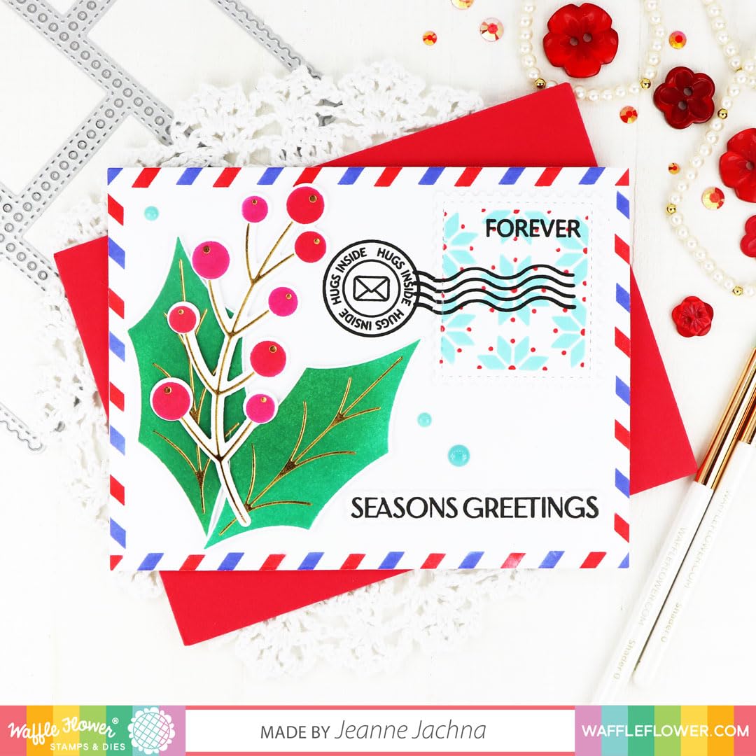 Waffle Flower Postage Collage Stamp Set for Card Making, Scrapbooking & DIY Crafts - Vintage Style Rubber Stamps for Handmade Greeting Cards, Journals and Stationery
