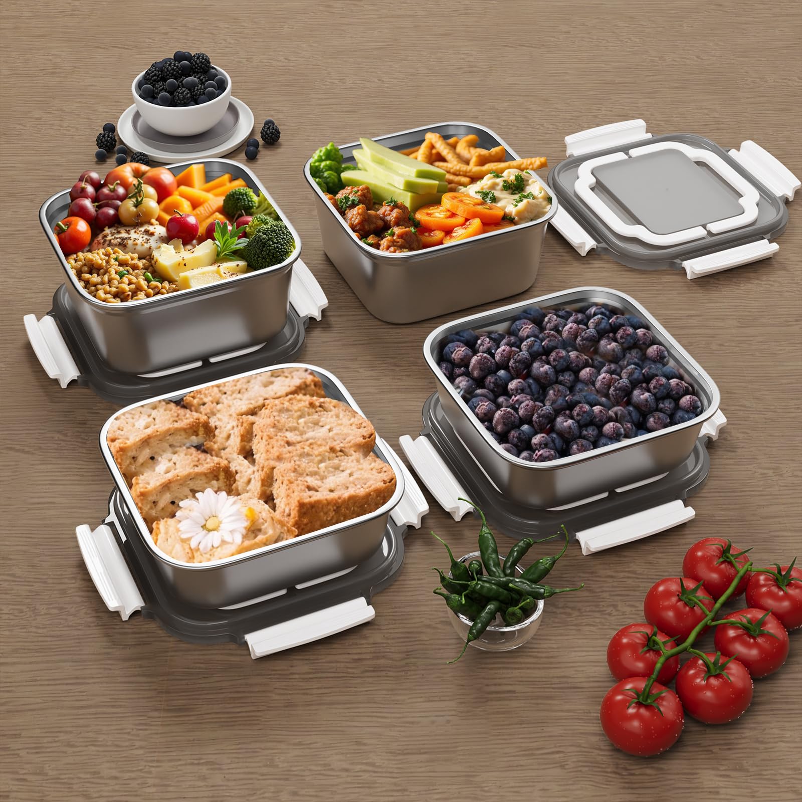 Airtight Food Storage Containers Set with Lids - 1.5qt & 2.2qt BPA-Free Leakproof Kitchen Containers for Meal Prep, Pantry Organization & Freezer/Dishwasher/Oven Safe - Perfect for Leftovers, Bulk Food Storage & Home Organization
