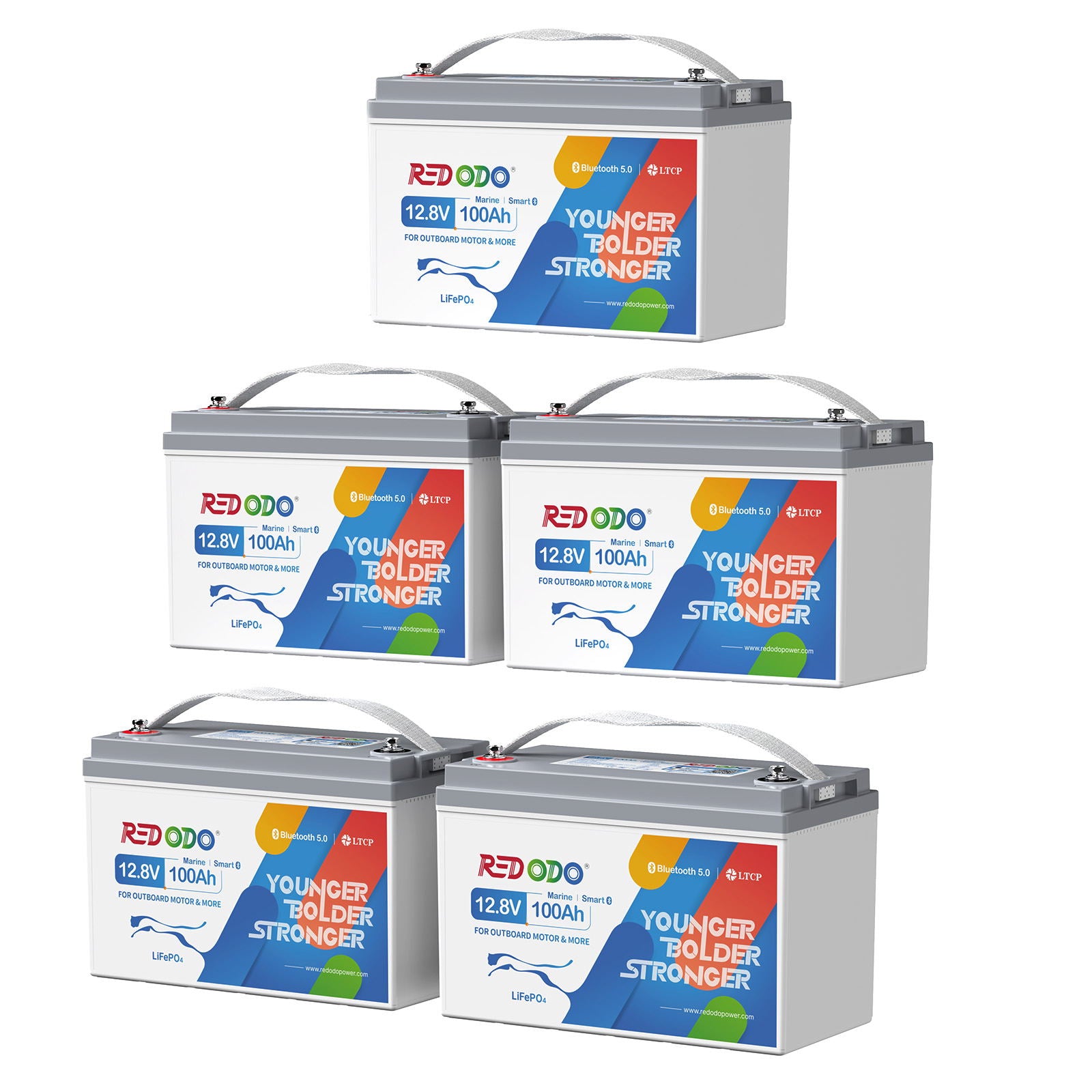 Redodo 12V 100Ah Plus Bluetooth Marine Deep Cycle Battery - Rechargeable Lithium Battery for Boats, Trolling Motors, RV, Solar Power - Perfect for Fishing, Camping & Off-Grid Adventures