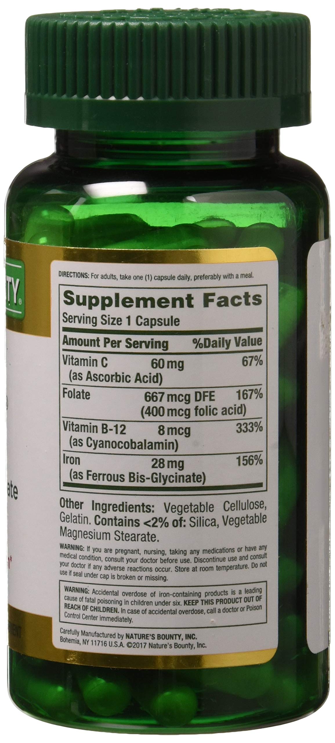 Nature's Bounty Gentle Iron 28mg - 90 Capsules | High Absorption Iron Supplement for Women & Men | Supports Energy & Red Blood Cell Production | Perfect for Anemia, Fatigue & Pregnancy Needs