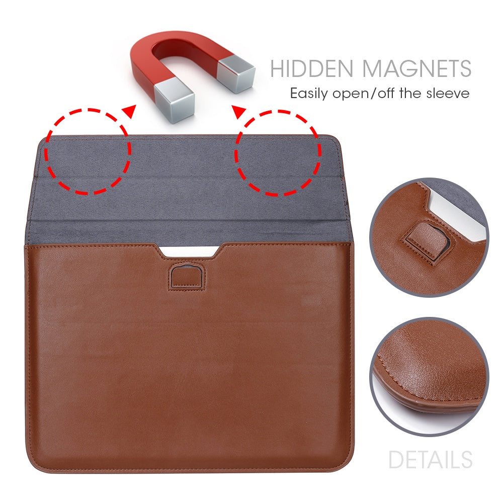 Waterproof PU Leather Laptop Sleeve Case for MacBook Pro 13/15 inch - Protective Cover for Travel, Work & School Use
