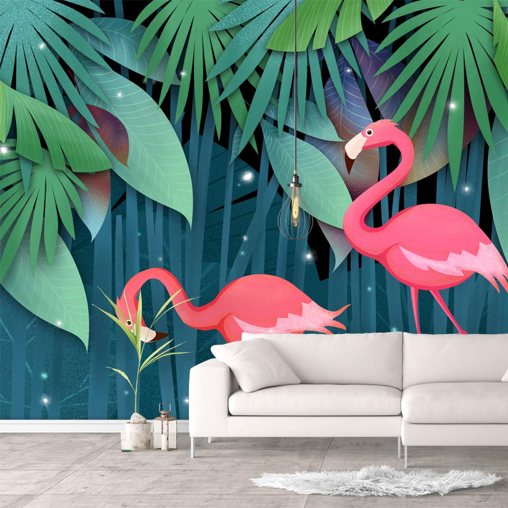 Green Plants & Animals Removable Wallpaper - Peel and Stick Wall Mural for Bedroom Decor (66x96 inches) - Perfect for Nursery, Kids Room, and Home Office