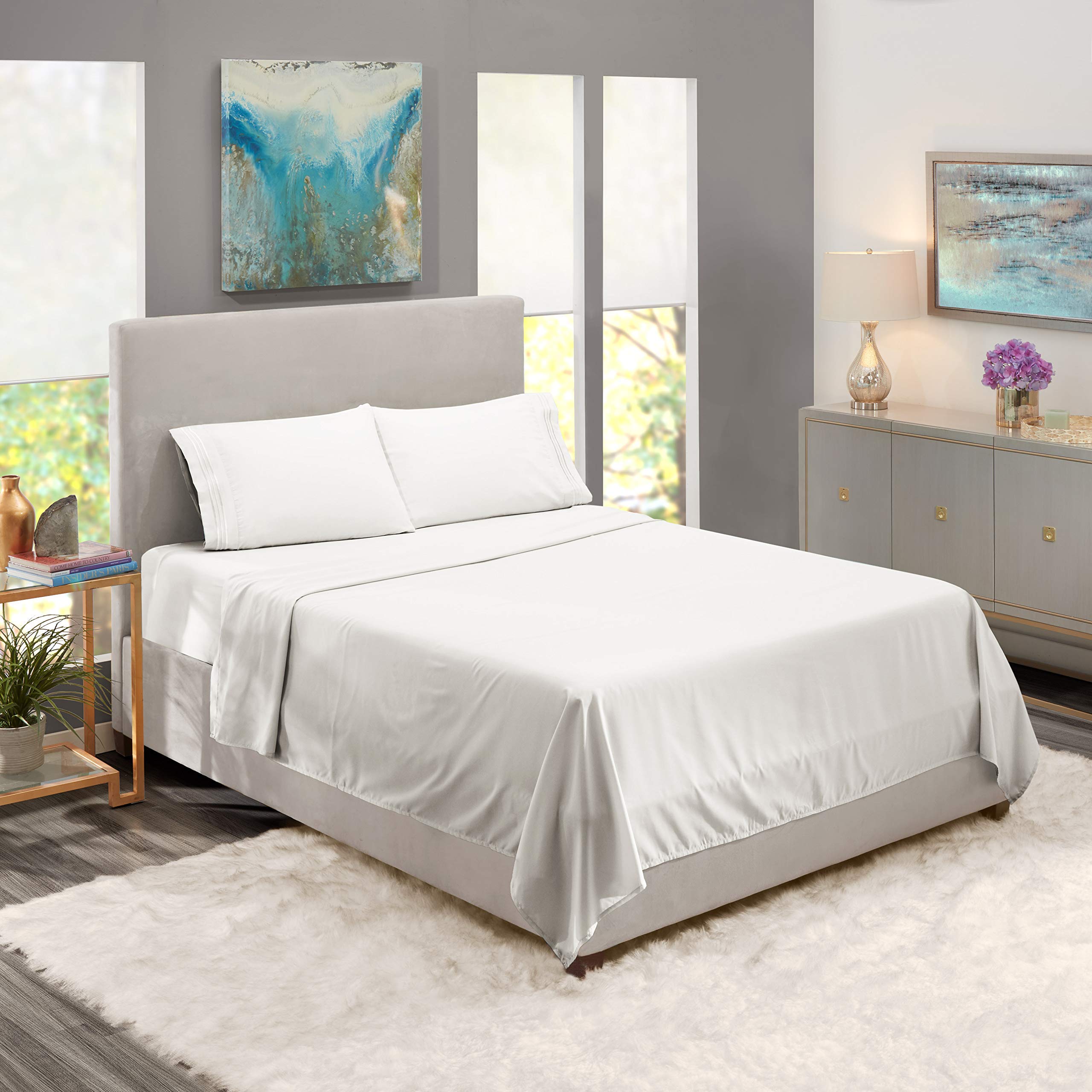 Premium 800 Thread Count 100% Combed Cotton 4-Piece Twin Bed Sheet Set - Ultra Soft Extra Long Staple Cotton, Deep Pocket Fits Mattress Up to 14