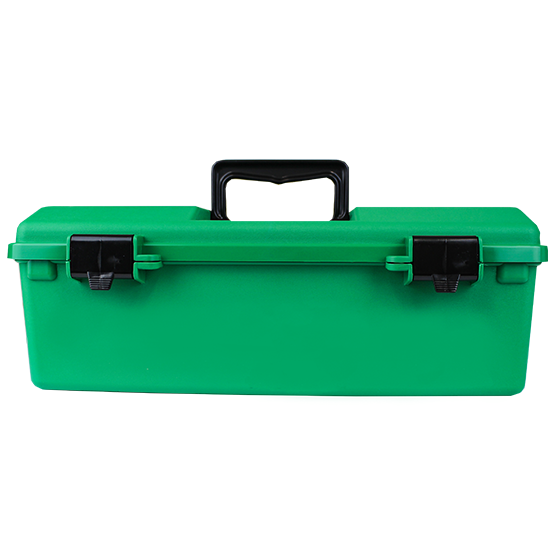 Medium Liftout Tray Green Plastic First Aid Toolbox - Durable Medical Supply Organizer for Emergency Kits, Hospitals & Home Use