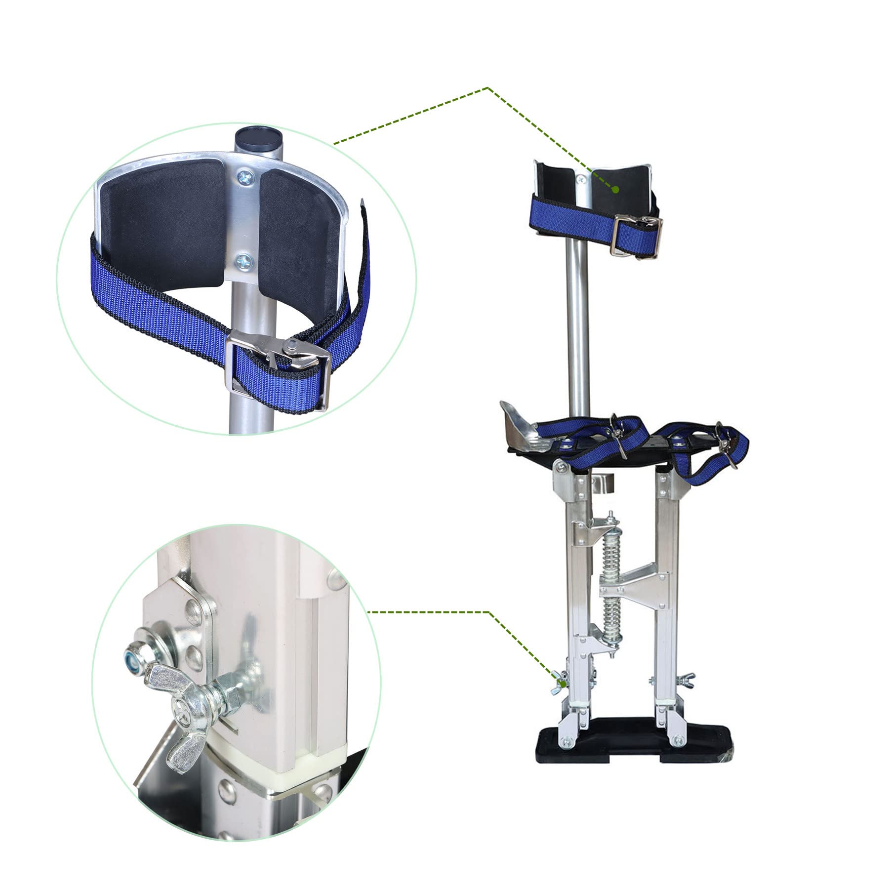 Adjustable Aluminum Drywall Stilts 24-40 Inch - Professional Painting & Cleaning Stilts for Construction Workers & DIY Home Renovation - Silver