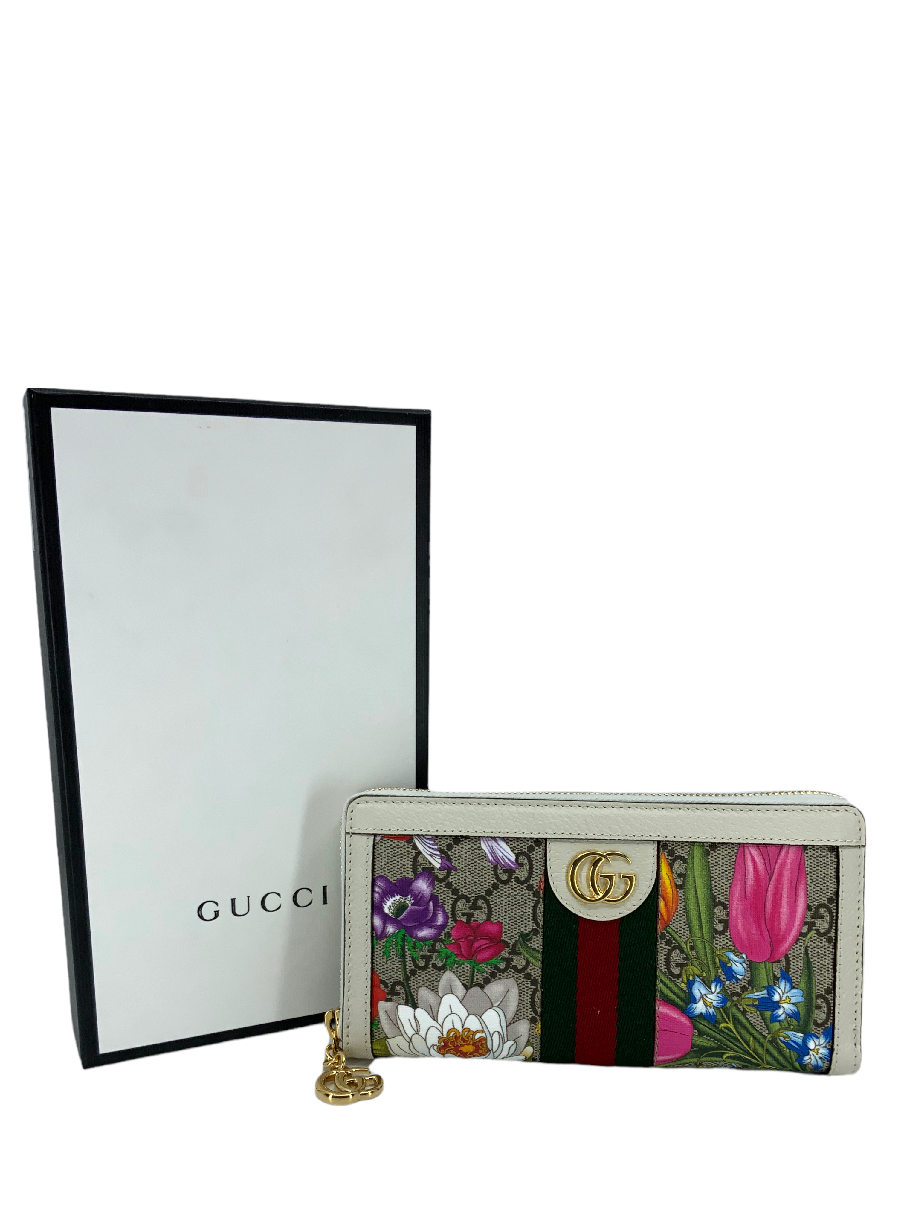 Gucci Ophidia Flora Web Zip Around Wallet for Women - New Designer Leather Wallet with Zip Closure - Perfect for Everyday Use, Travel & Gift Giving