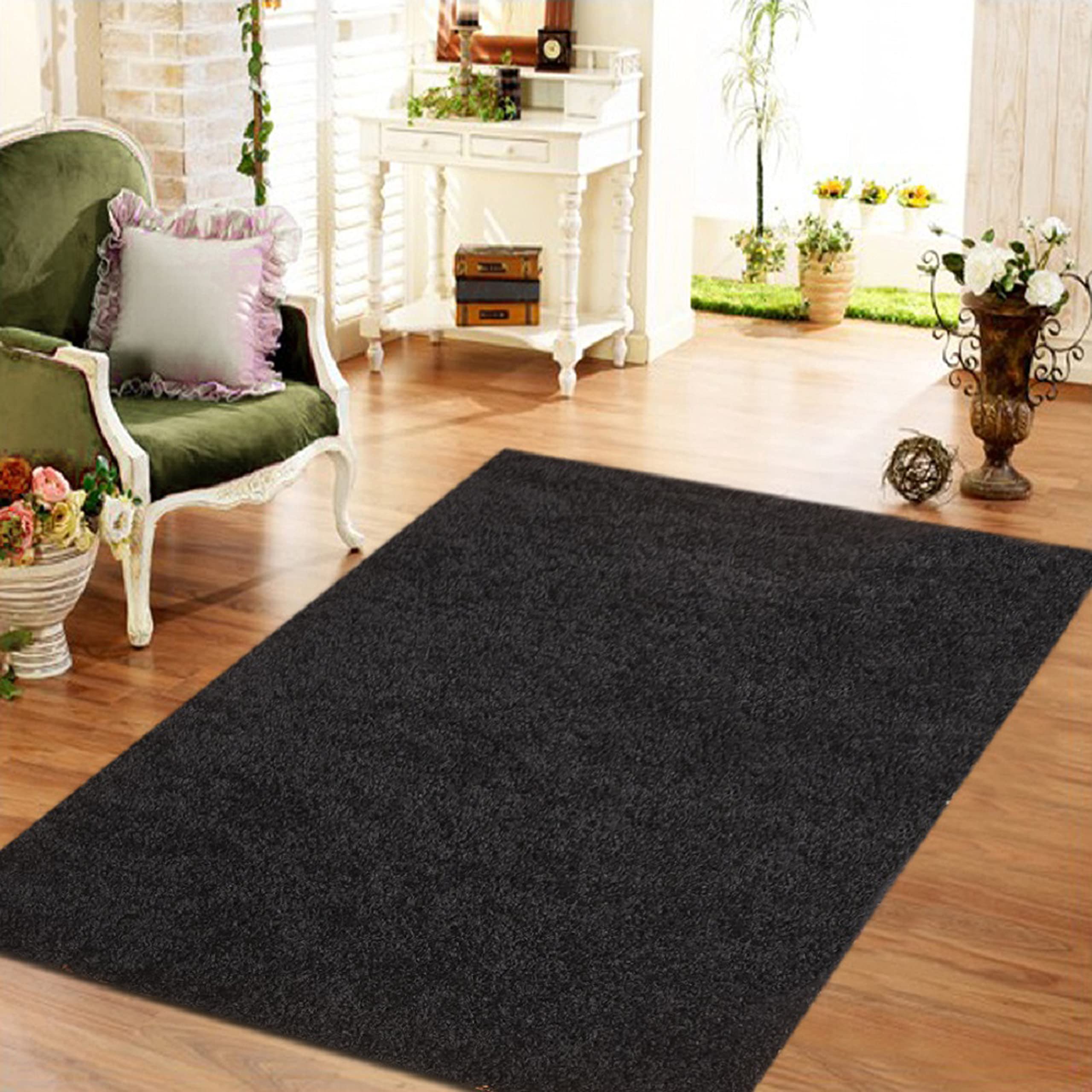 Msrugs 5x7 Shaggy Area Rugs - Ultra Soft Modern Moon Collection Black Shag Rug for Bedroom, Living Room, Nursery - Cozy Home Decor - Perfect for Kids Play Area & Office (5' x 7')