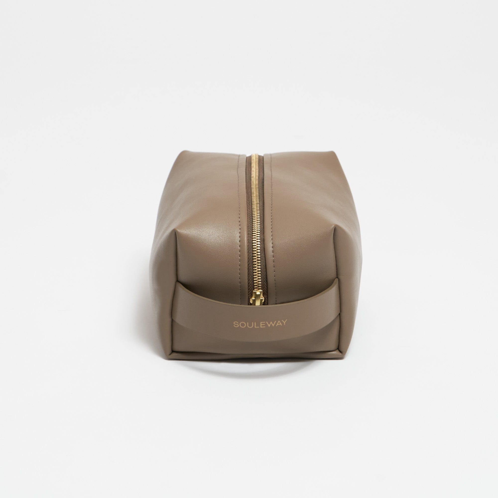 Oleatex Vegan Olive Leather Classic Washbag for Travel & Gym | Eco-Friendly, Cruelty-Free | Mocha Brown | Perfect for Toiletries & Cosmetics Organization