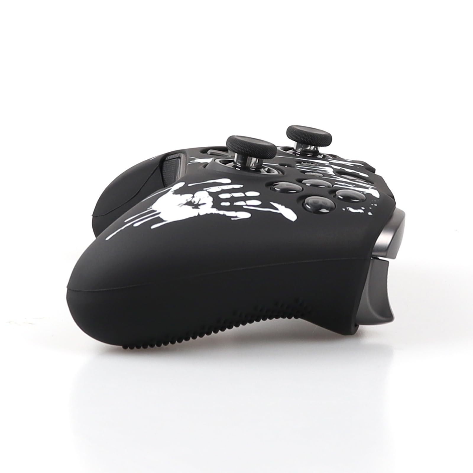 RALAN Anti-Slip Silicone Cover Case for Nintendo Switch Pro Controller - Laser Blood Handprint Design with 4 Thumb Grips - Perfect for Gaming, Travel Protection & Enhanced Grip (Black)