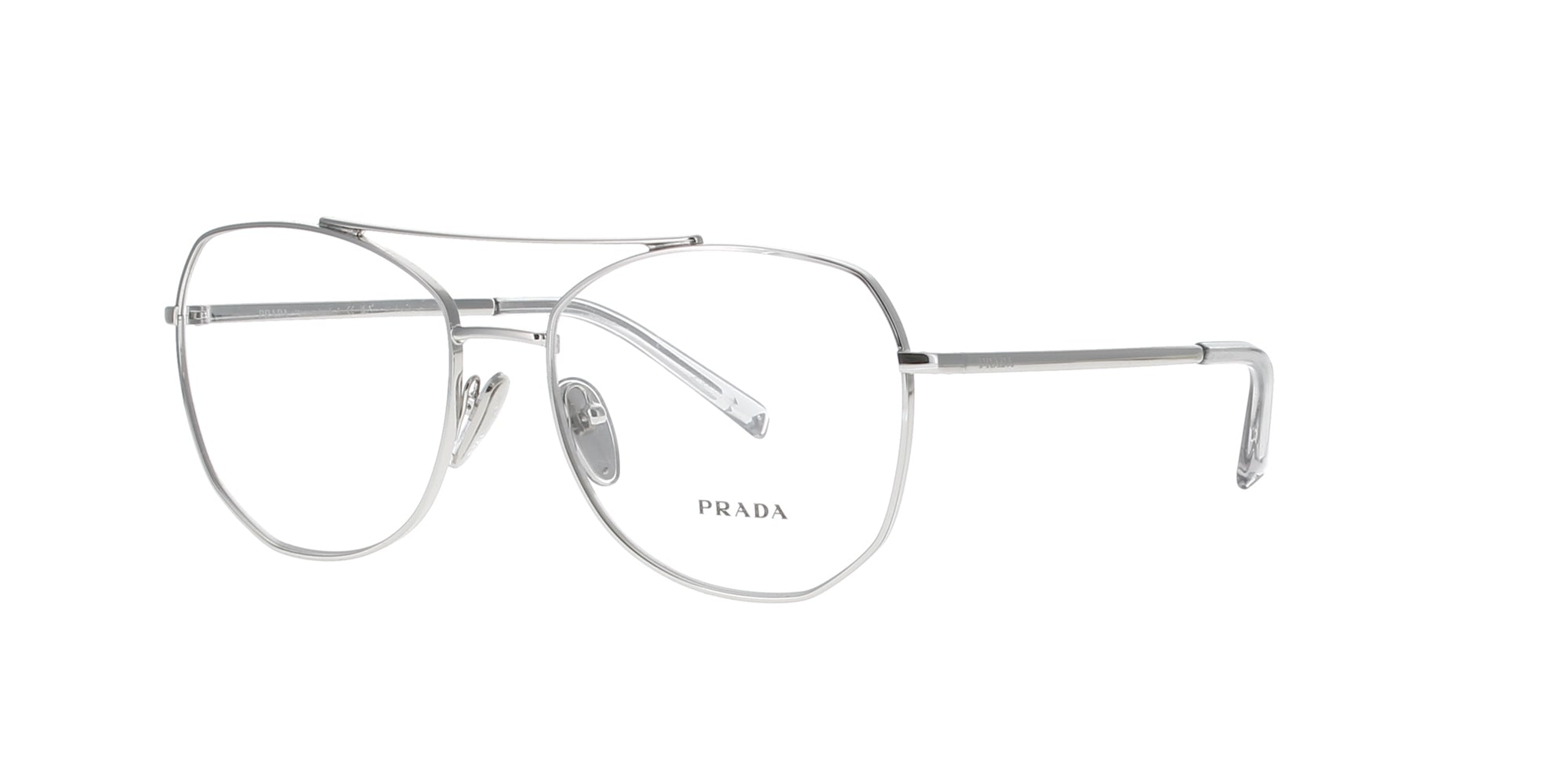 Prada Angular Silver Metal Frame Sunglasses - Stylish UV Protection for Outdoor Activities & Fashion