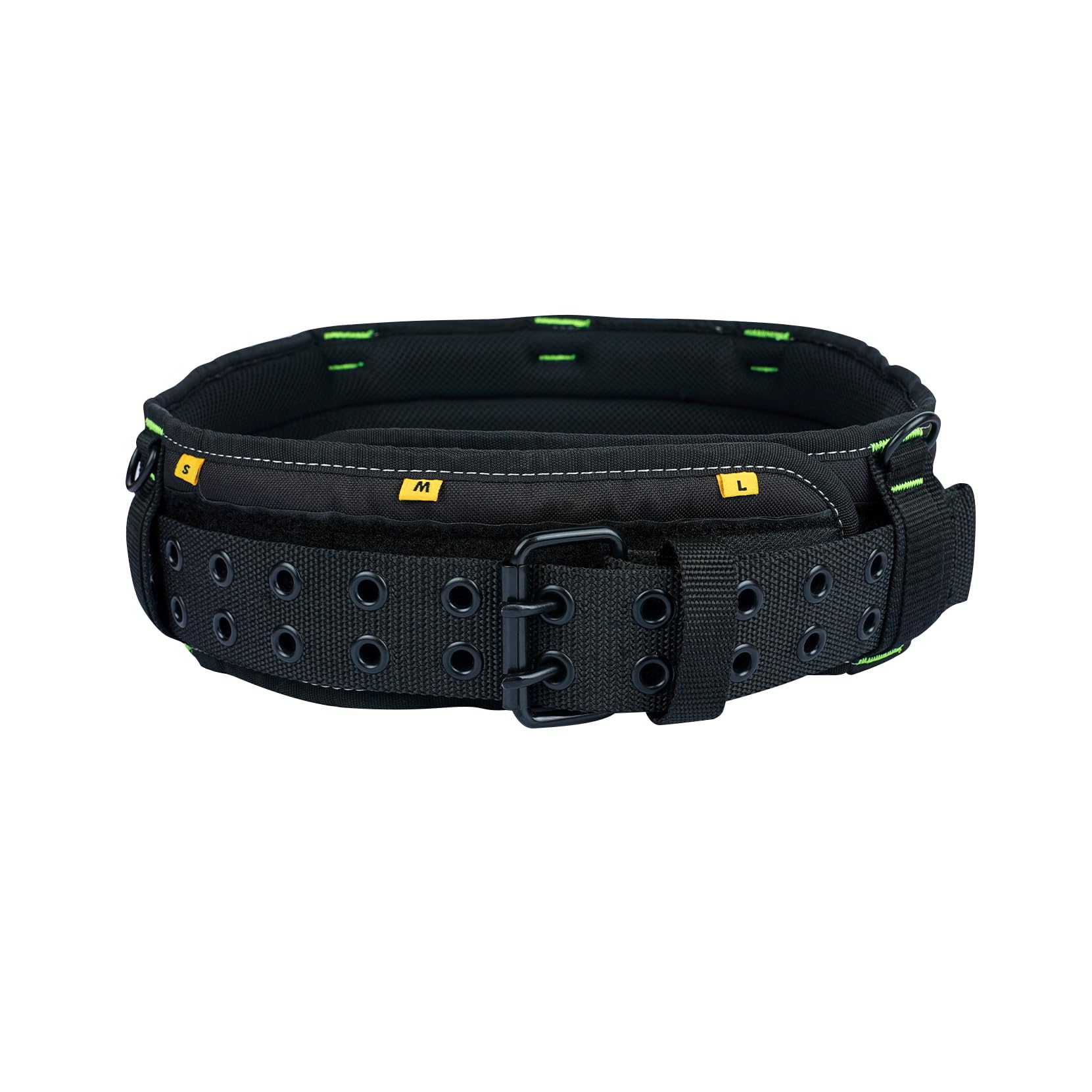 MELOTOUGH Reflective Heavy Duty Construction Tool Belt with Suspenders - High Visibility Safety Work Belt for Builders, Electricians & Contractors - Ideal for Night Work & Hazardous Job Sites (Hi-Viz Lime)