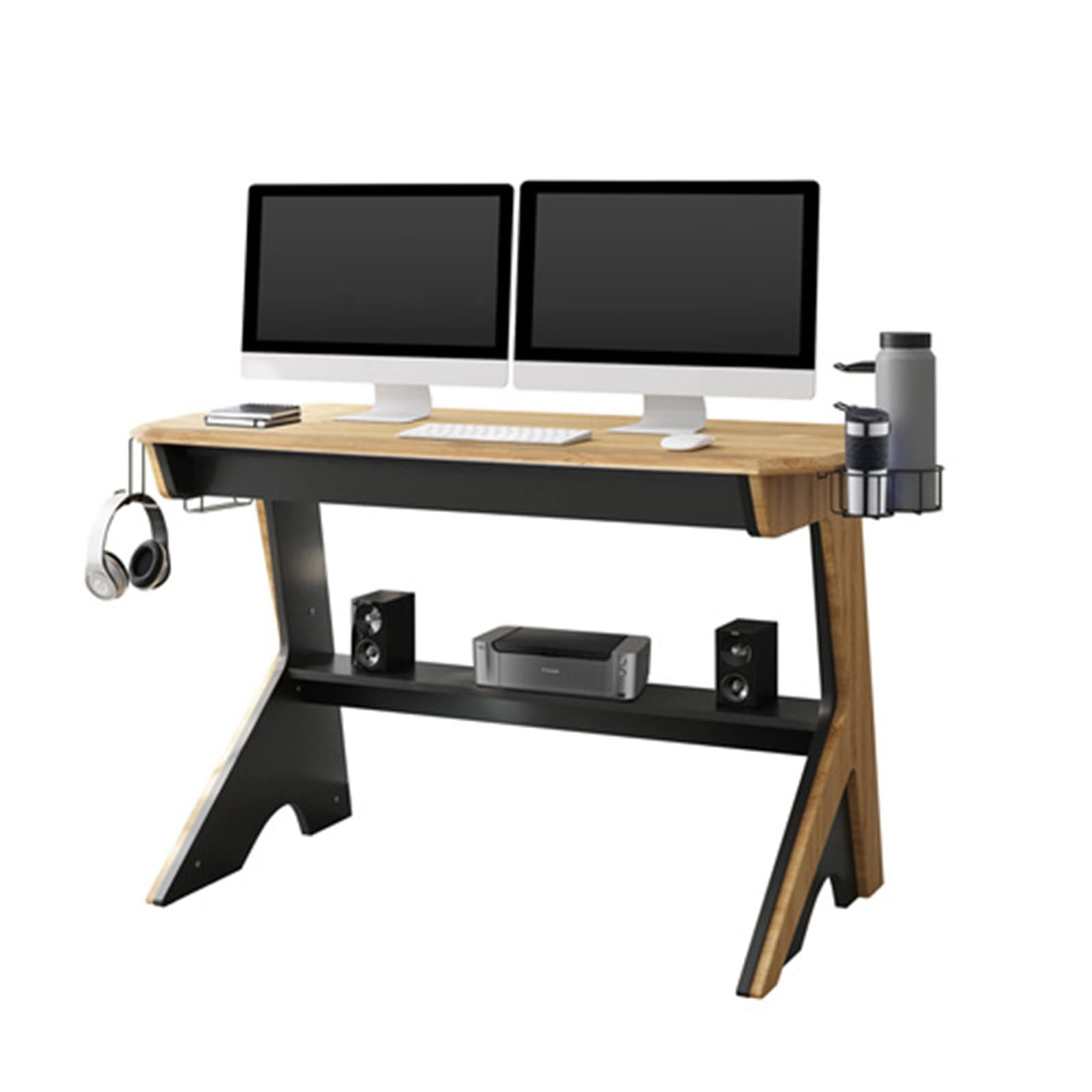 Dalibai Home Office Computer Writing Desk Workstation with 2 Cupholders & Headphone Hook - Ergonomic Study Desk for Small Spaces, Gaming Setup, Remote Work & Online Classes