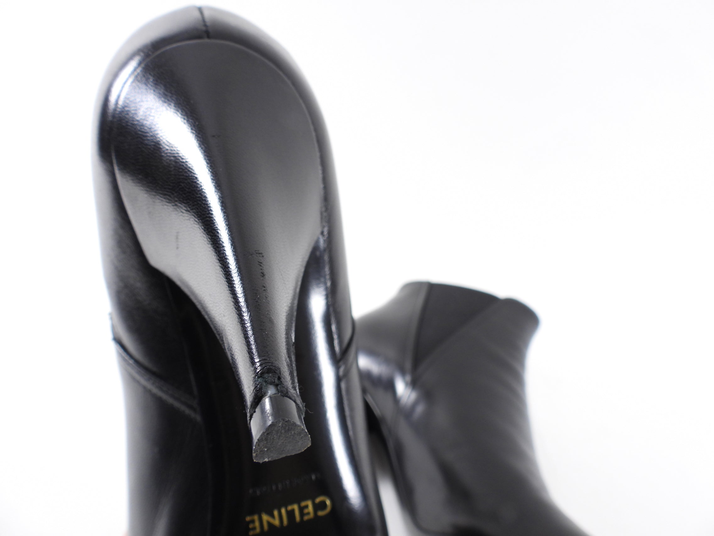 Celine Black Leather Heel Ankle Boots for Women - Stylish Chunky Heel Booties for Fall & Winter - Perfect for Office, Party & Night Out