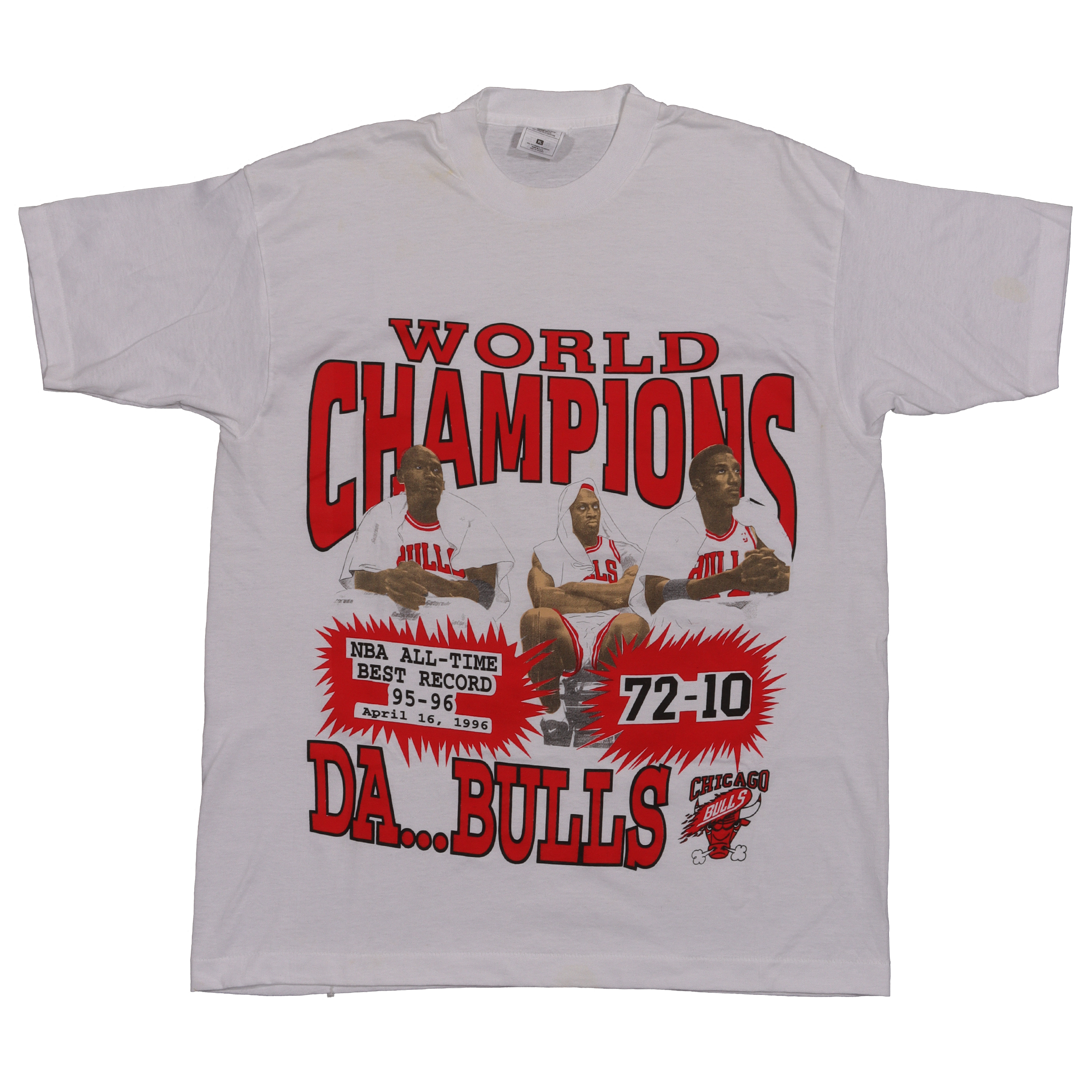 1996 Chicago Bulls 'World Champions' Logo T-Shirt - Vintage NBA Basketball Fan Apparel for Men & Women - Perfect for Game Day, Sports Events & Casual Wear