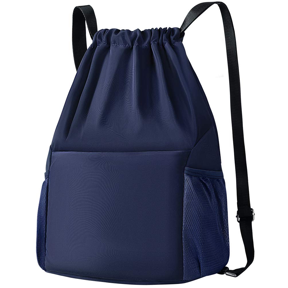 Drawstring Gym Backpack - Lightweight Sports Sackpack for Workout, Beach & Travel - Adjustable Shoulder String Bag for Women, Men & Kids (Blue) - Perfect for Gym, Yoga, Swimming & Outdoor Activities