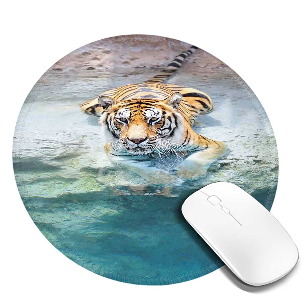 Round Mouse Pad for Wireless Mouse - Small Cute Desk Mouse Pad with Bengal Tiger Design, 7.9×7.9×0.12 Inches (2 Pack) - Perfect for Home Office, Gaming & Workspace Accessories