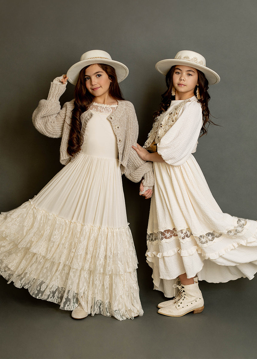 Catrin Dress in Cream | Elegant Women's Floral Maxi Dress for Summer, Beach, and Special Occasions