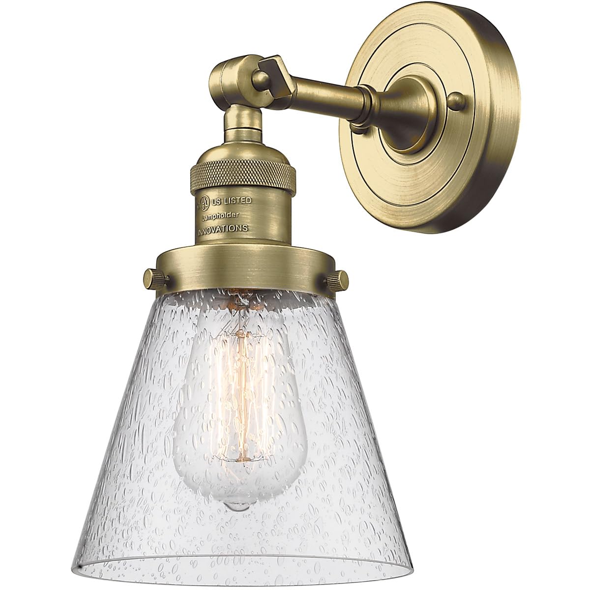 Innovations 201F-AB-G64-LED Semi-Flush Mount Ceiling Light Fixture - Antique Brass Finish, Energy Efficient LED Lighting for Bedroom, Living Room & Hallway