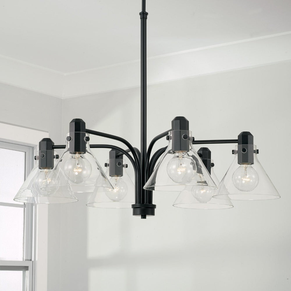 Baxter 6-Light Modern Chandelier - Elegant Crystal Ceiling Light Fixture for Dining Room, Living Room & Bedroom Decor