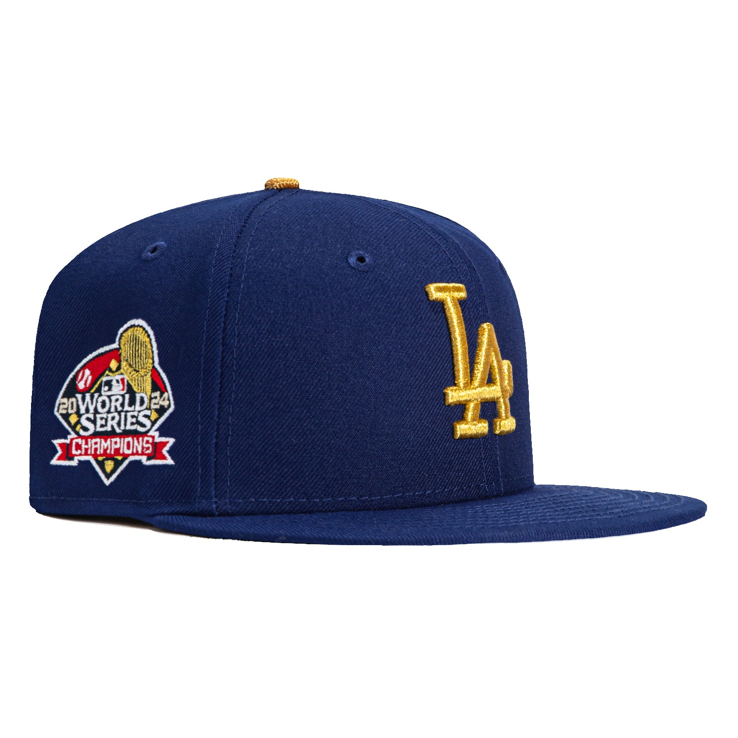 New Era 59Fifty Los Angeles Dodgers 2024 World Series Champions Patch Hat - Royal & Gold - Official MLB Baseball Cap for Fans, Streetwear & Sports Events