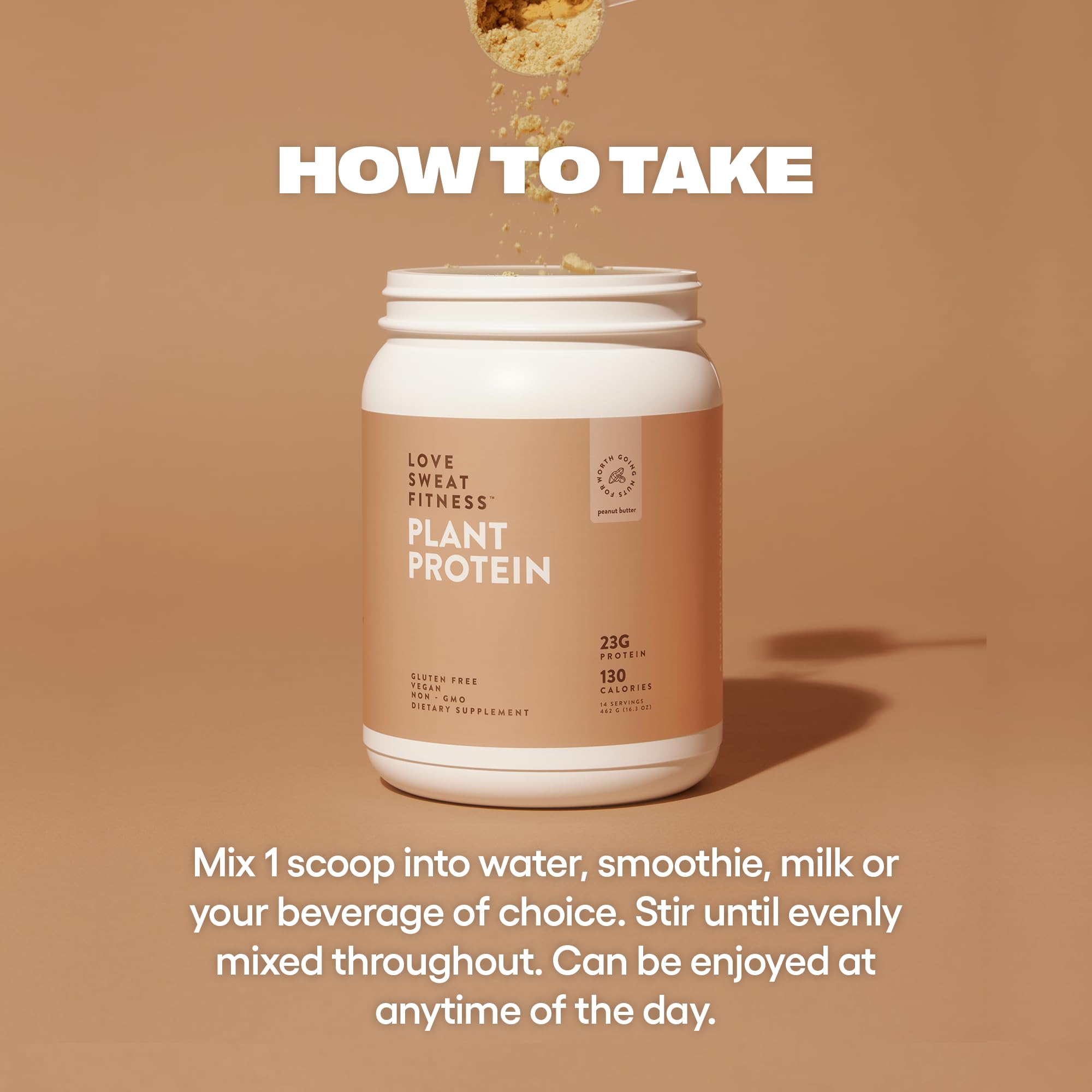 Love Sweat Fitness Organic Vegan Protein Powder, Peanut Butter Flavor - 23g Plant-Based Protein per Serving, 14 Servings, Gluten Free, Non-GMO, Dairy Free | Perfect for Post-Workout Recovery, Smoothies & Healthy Snacks