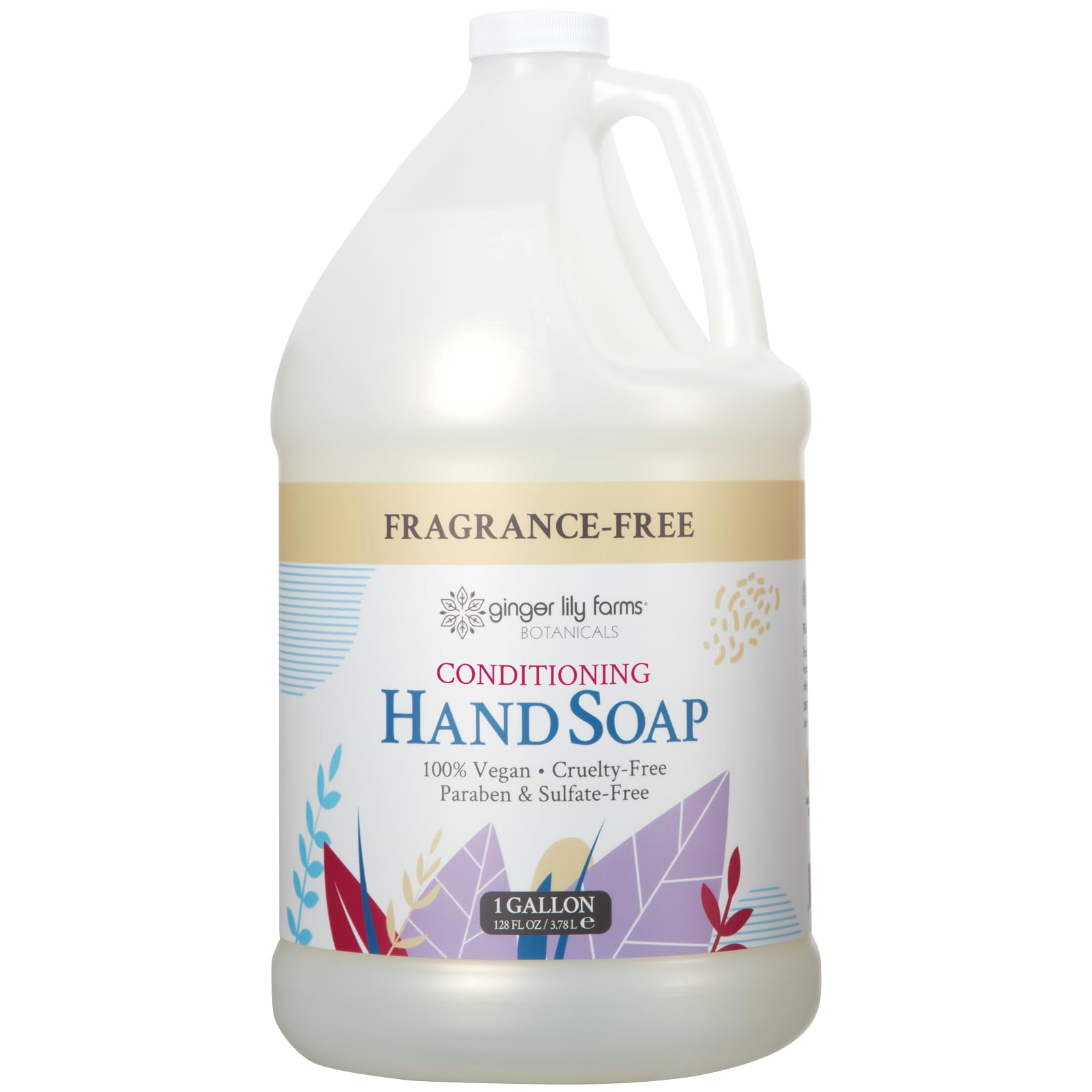 Ginger Lily Farms Botanicals All-Purpose Natural Fragrance-Free Hand Soap Refill - 1 Gallon (128 oz) Bulk Liquid Soap for Home, Kitchen & Commercial Use - Case of 4 - Ideal for Restaurants, Offices & Healthcare Facilities
