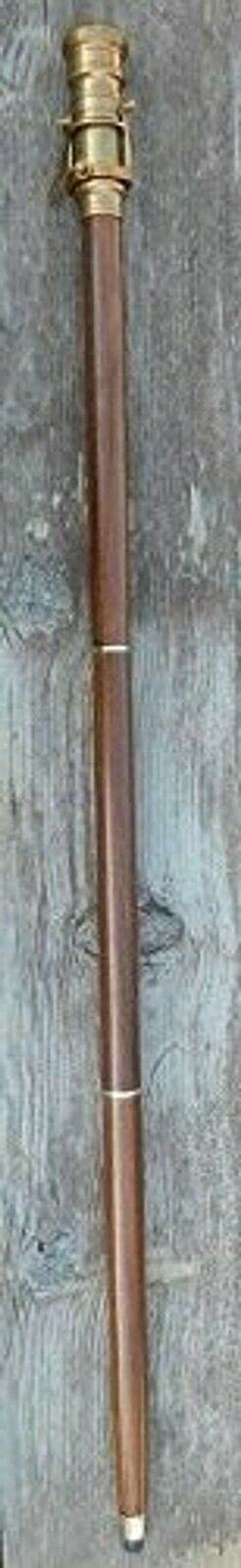 Eagle International Folding Wooden Walking Cane with Brass Handle - Adjustable Telescopic Walking Stick for Men & Women - Perfect Nautical Gift for Seniors, Travel & Outdoor Use