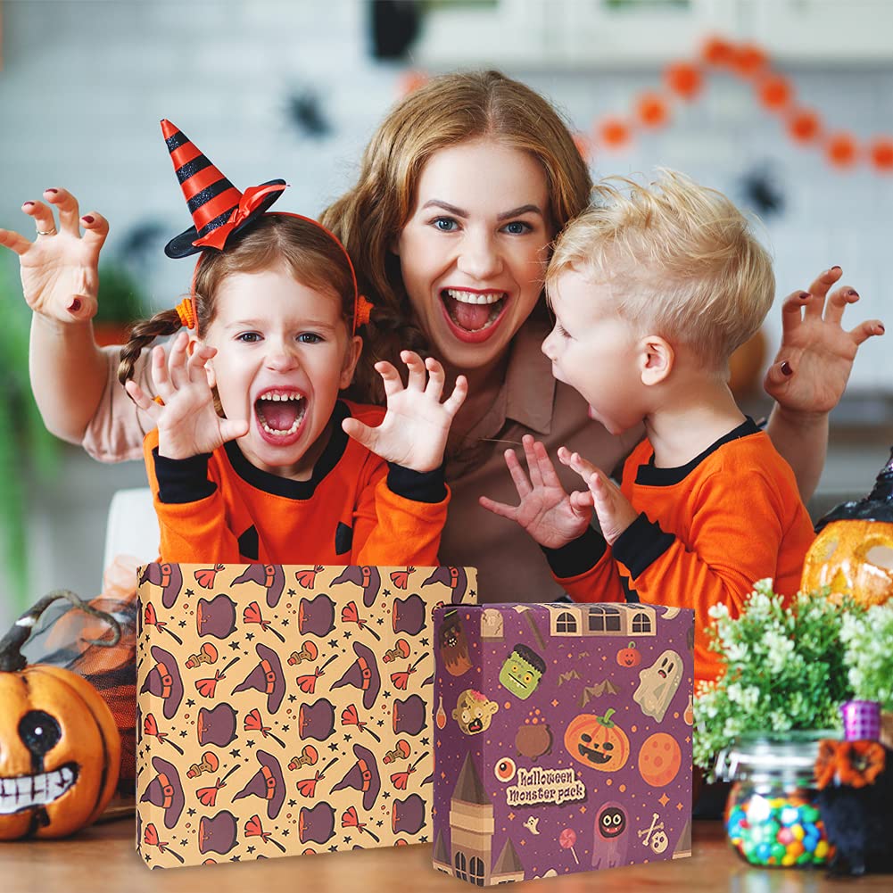 Halloween Gift Wrap Paper - 12 Sheets Eco-Friendly Recycled Kraft Wrapping Paper for Kids (20
