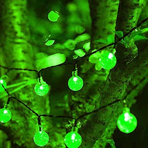 Brightown 60 LED Solar String Lights Outdoor - 35.6 Feet Crystal Globe Fairy Lights with 8 Lighting Modes, Waterproof Solar Powered Garden Lights for Patio, Yard, Porch, Wedding & Party Decor (Green) - Perfect for Backyard BBQs, Romantic Evenings & Holiday Celebrations