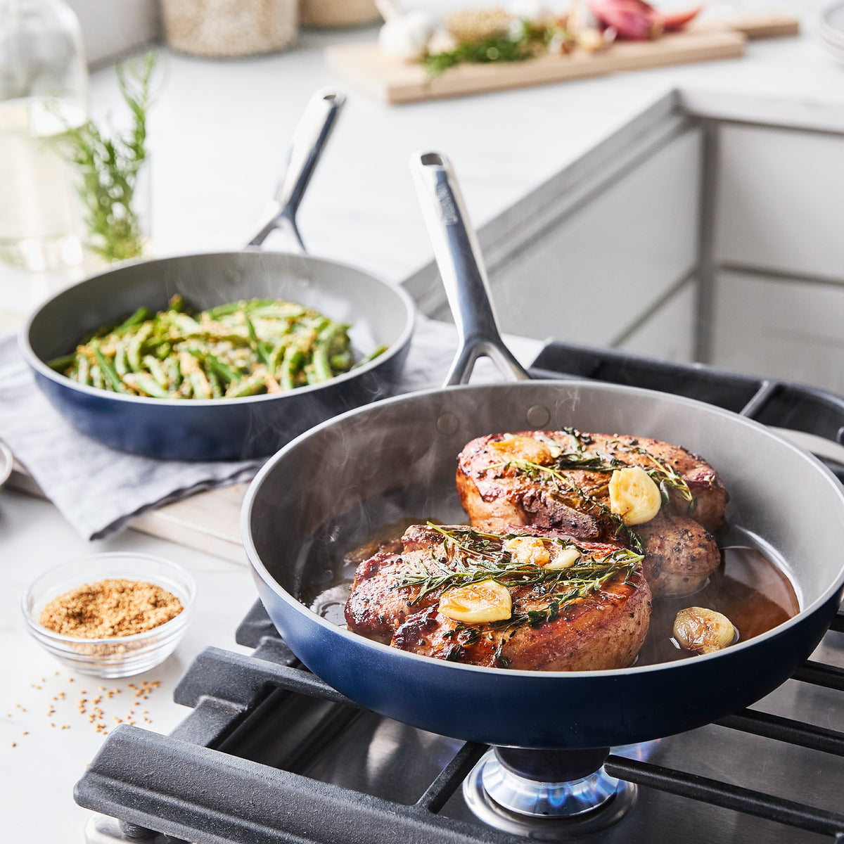 Premium GP5 Colors Ceramic Nonstick 11-Piece Cookware Set with Mirror Handles | Oxford Blue | Durable & Eco-Friendly Kitchen Essentials for Baking, Frying & Everyday Cooking