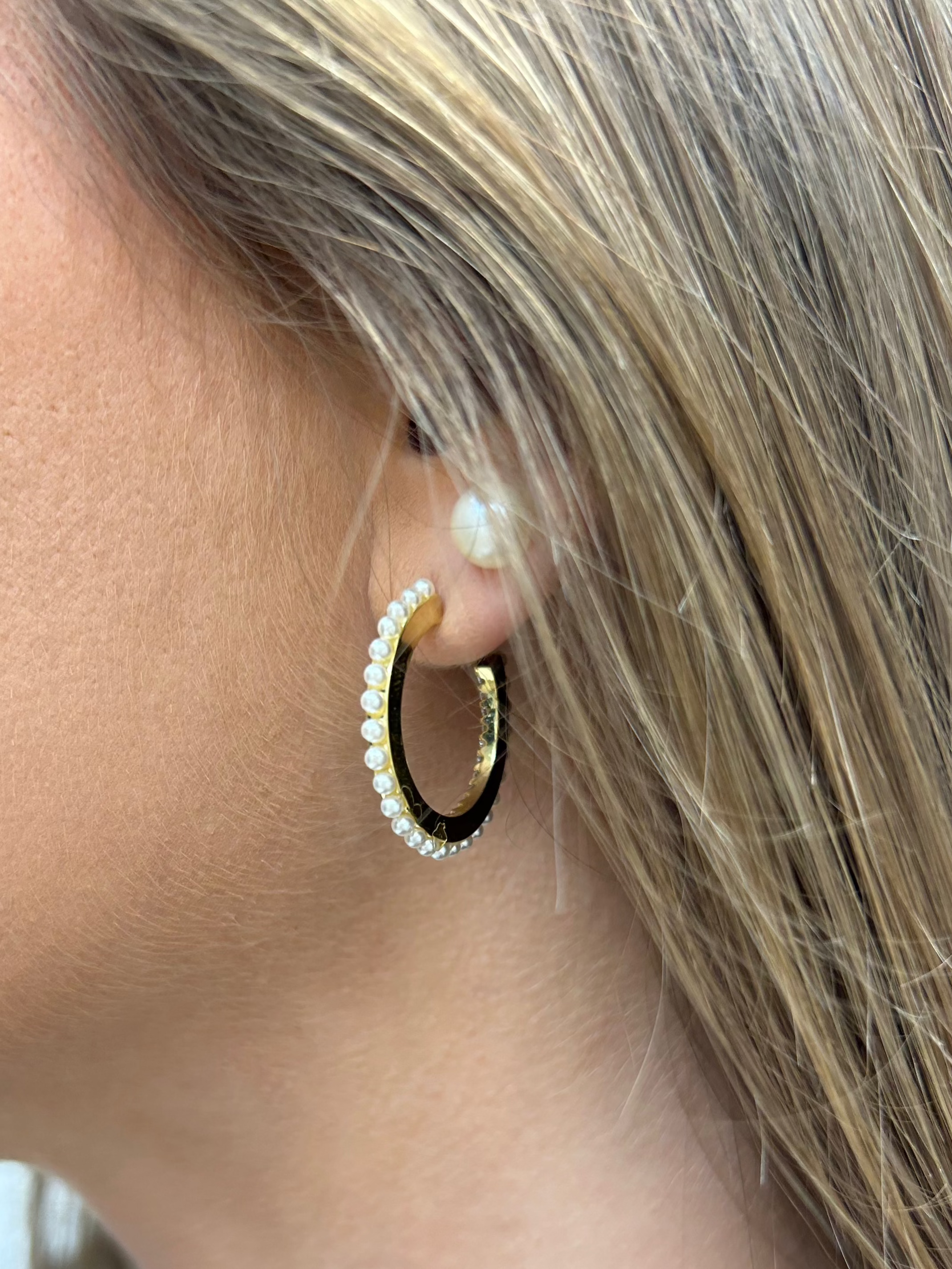 Kiki and Livy Dainty Pearl Hoop Earrings for Women - Elegant Minimalist Pearl Stud Earrings for Everyday Wear, Date Night & Special Occasions