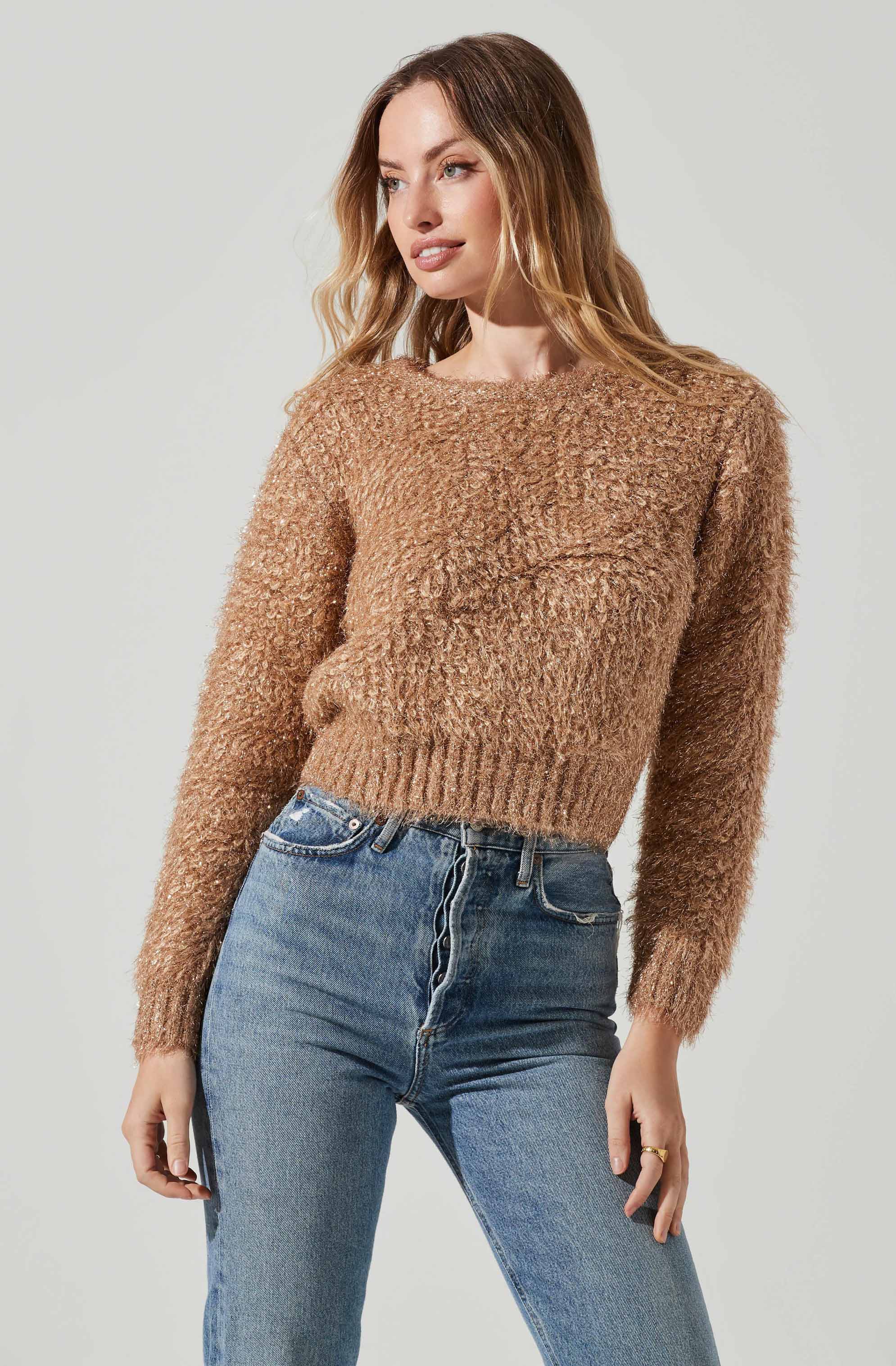 Alma Metallic Knit Sweater for Women - Shimmering Winter Pullover with Elegant Knit Design | Perfect for Holiday Parties, Office Wear & Casual Outings