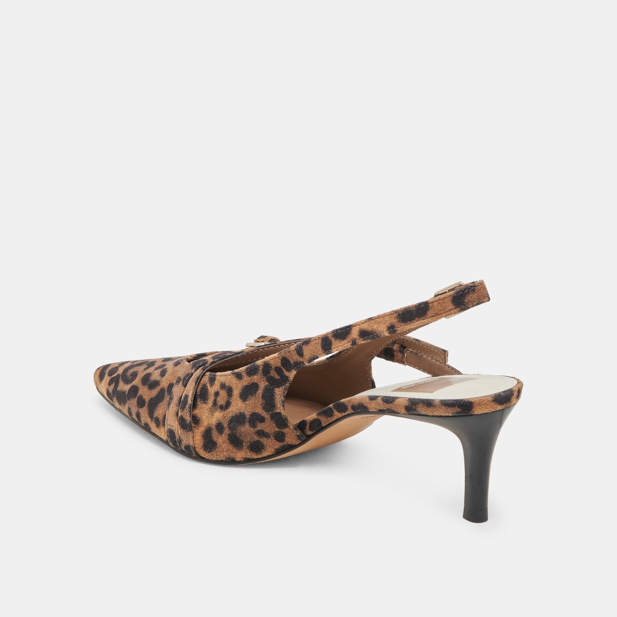 PAMLA Women's Mid Heel Sandals with Wide Straps - Leopard Print Suede for Comfort & Style | Perfect for Office, Parties & Evening Events