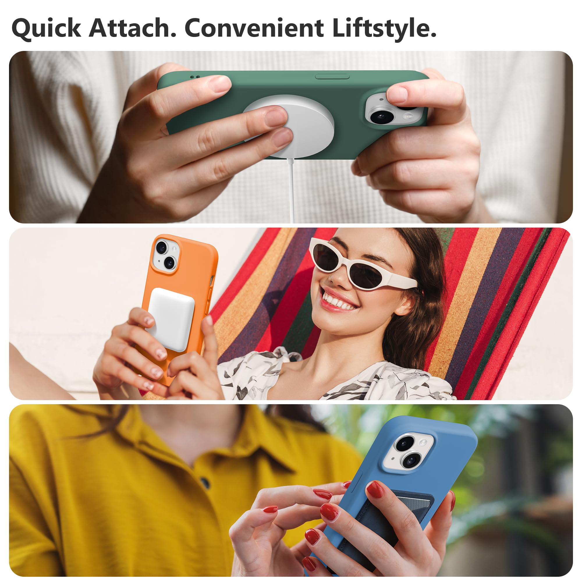 Magnetic Silicone Case for iPhone 15 Plus - MagSafe Compatible with Camera Protector & Screen Protector | Shockproof Protective Phone Cover 6.7
