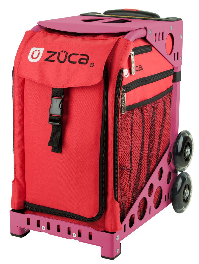 ZUCA Rolling Backpack with Chili Insert & Pink Frame - LED Flashing Wheels for School, Travel, and Dance Competitions | Durable & Stylish Carry-On Bag