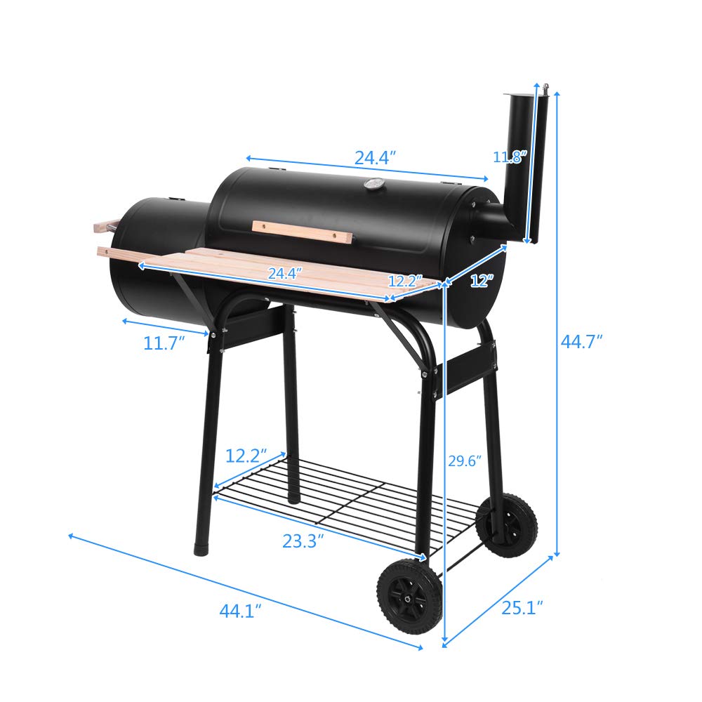 Ochine Charcoal Grill Offset Smoker with Cover & Wheels - Portable BBQ Grill for Backyard, Camping, Picnic & Outdoor Cooking | Heavy-Duty Steel Construction | Perfect for Tailgating, Garden Parties & RV Trips