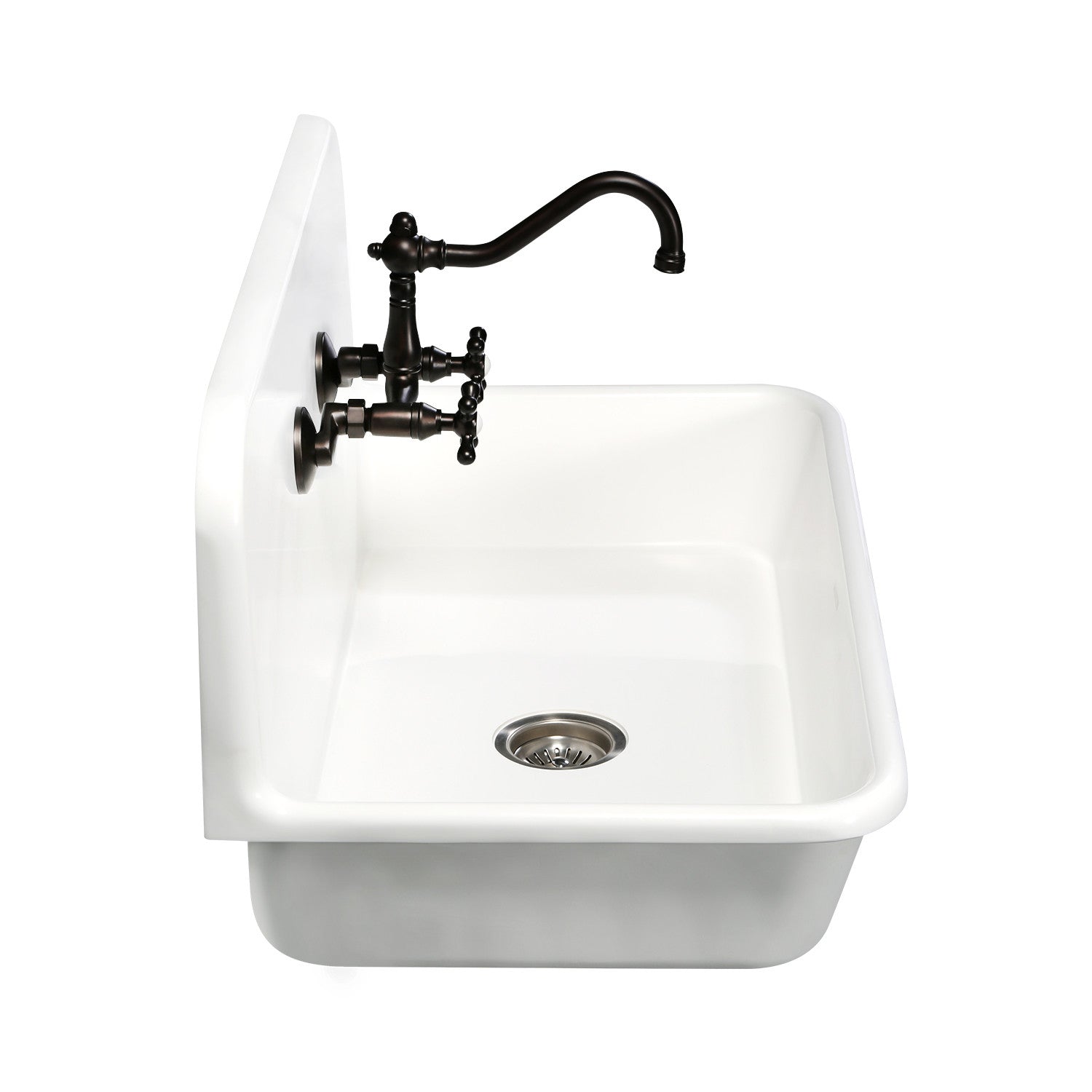 Arcticstone GKTA362119 36-Inch White Solid Surface Kitchen Sink - Top Mount Single Bowl with Backsplash & Strainer, Matte Finish - Perfect for Modern Kitchens, Remodeling & Small Spaces