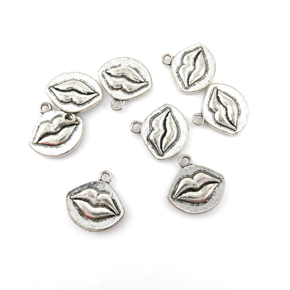 Antique Silver Jewelry Charms - Vintage Lip & Mouth Pendants for Bracelet Making, DIY Craft Supplies - Perfect for Handmade Jewelry, Scrapbooking & Gift Projects