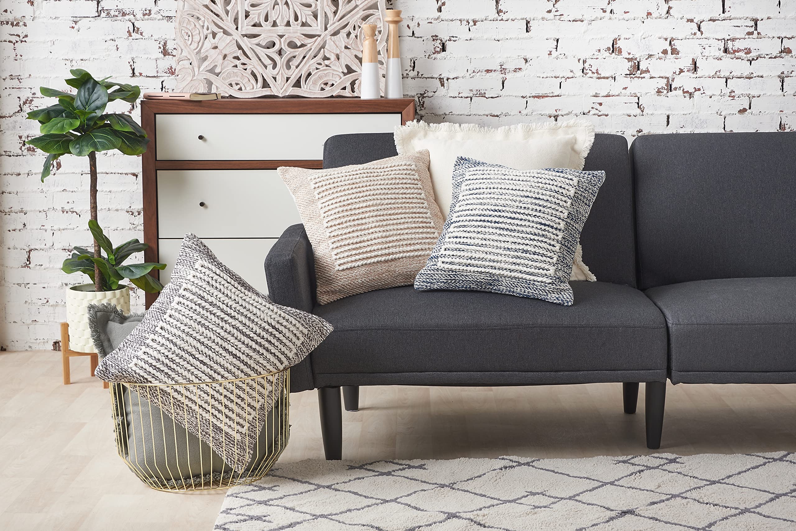 Stella Cement Geometric Throw Pillow 18x18 Inches - Modern Grey Accent Pillow for Sofa, Couch & Bed Decor - Perfect for Living Room, Bedroom & Home Styling