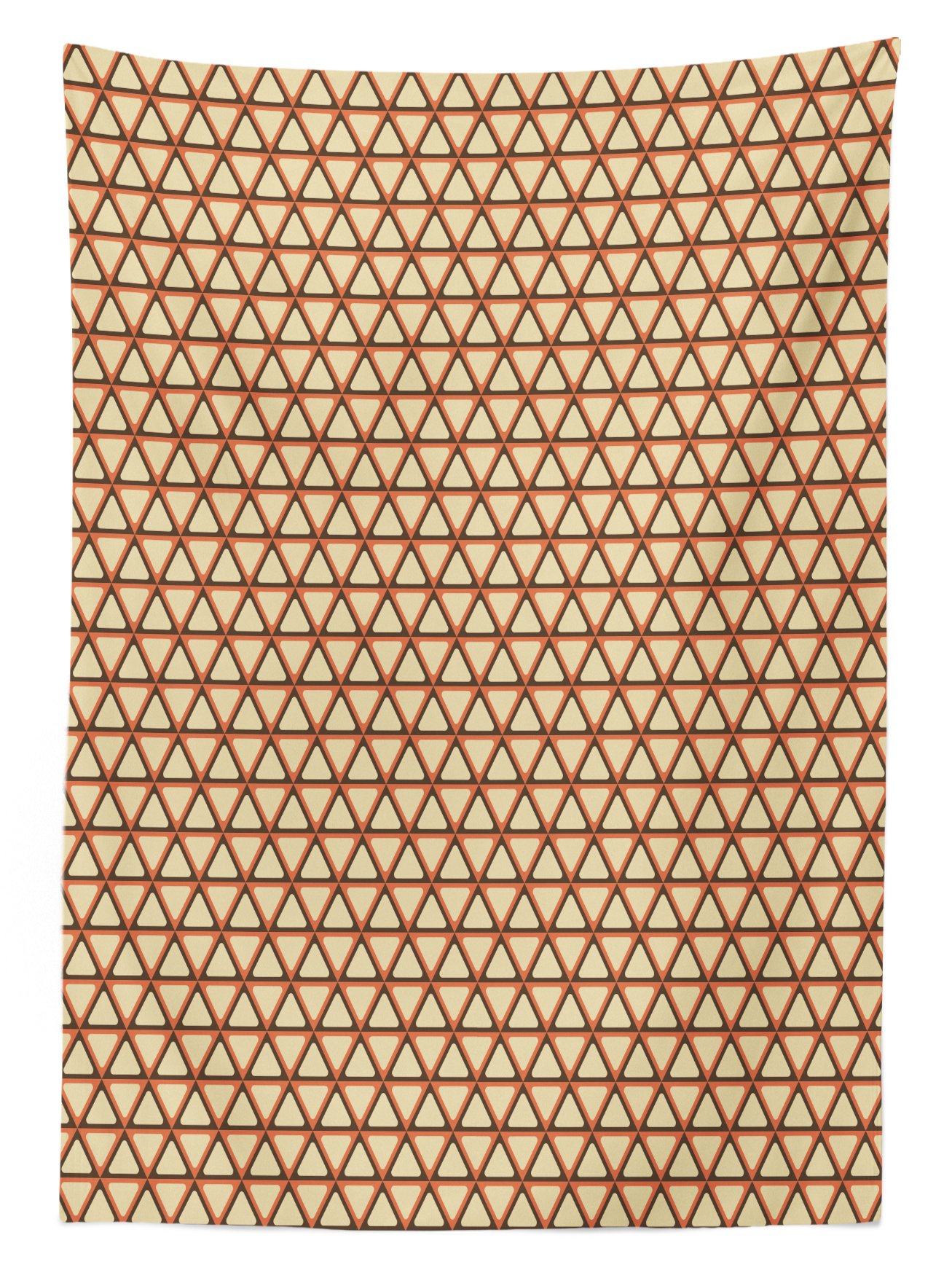 Ambesonne Geometric Outdoor Tablecloth - Washable Picnic Table Cover with Grid Triangles, Rhombus & Hexagon Retro Design in Beige, Coral & Dark Taupe | Perfect for Patio, BBQ, Garden Parties & Outdoor Dining