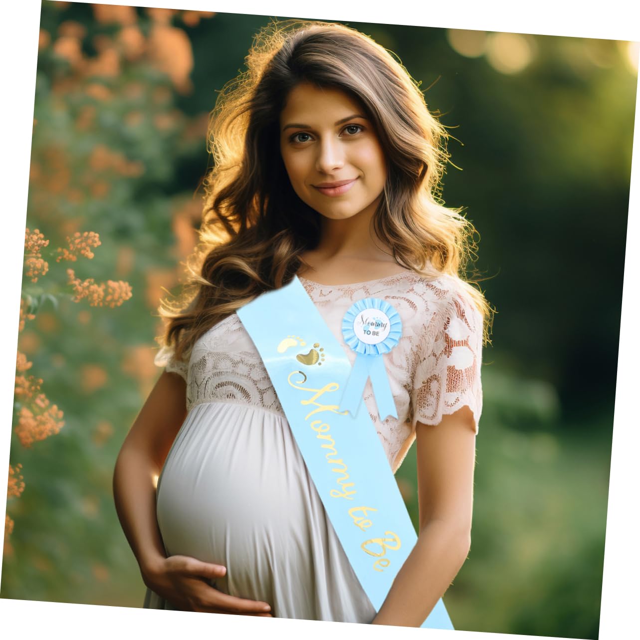 BIUDECO 2 Sets Maternity Belt & Shower Badge Pin Set - Baby Shower Sash for Mom & Dad to Be, Gender Reveal Party Decor, Pregnancy Announcement Accessories - Perfect for Baby Showers, Gender Reveals & Maternity Photos