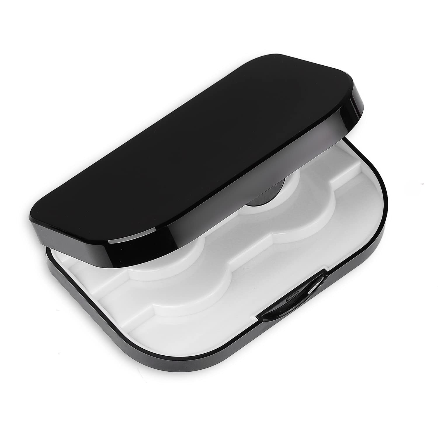 3-Layer Empty Eyelash Storage Box with Mirror - Travel Case for False Eyelashes Organizer Holds 3 Pairs (Black) - Perfect for Makeup Artists, Travel & Daily Lash Care