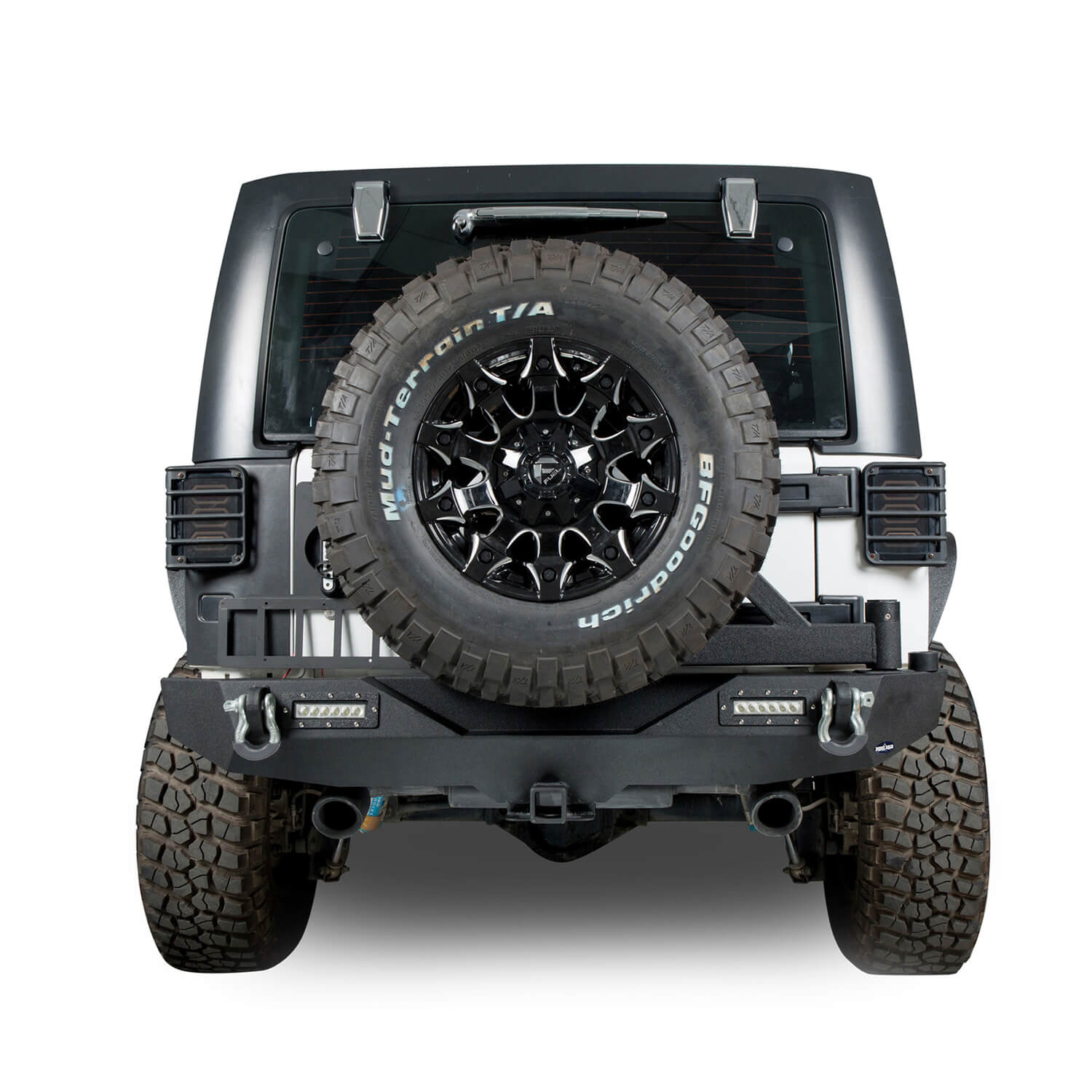 2007-2018 Jeep Wrangler JK Heavy Duty Rear Bumper with Tire Carrier & LED Flood Lights | Off-Road Adventure & Trail Riding Accessories
