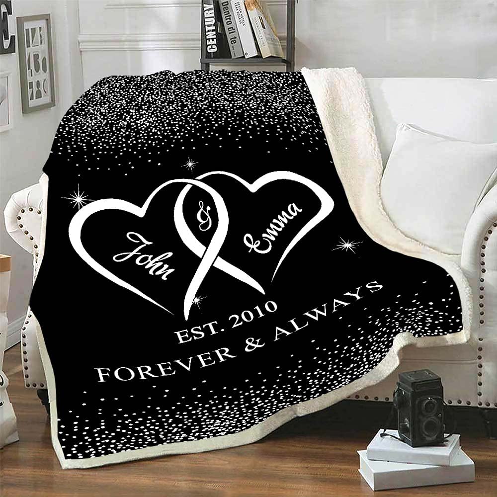 Custom Name & Est. Personalized Blanket - Premium Soft & Warm Throw for Couples - Perfect Anniversary, Wedding, Birthday & Christmas Gift for Him/Her - Cozy Home Decor for Romantic Nights & Winter Snuggles