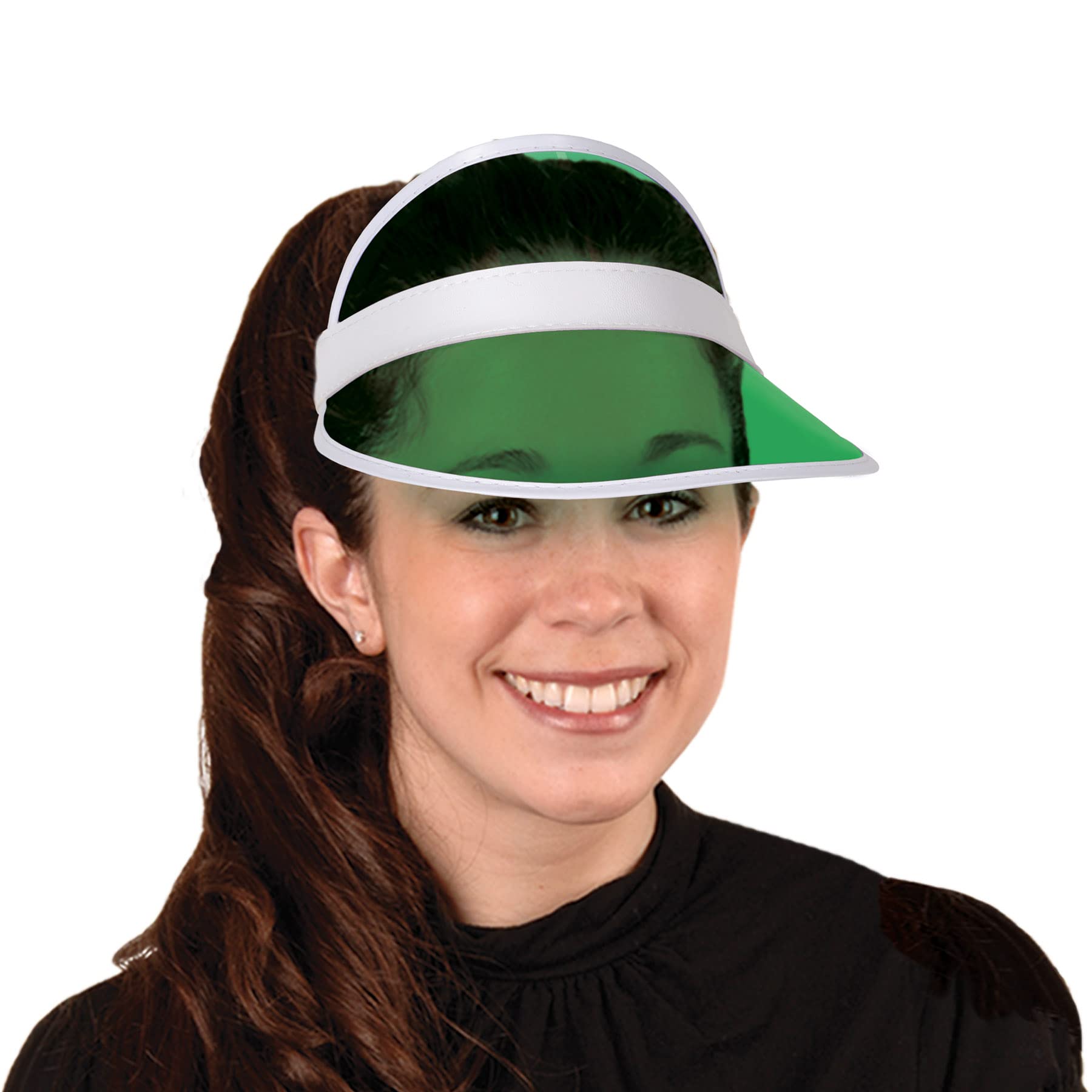 Beistle 12-Piece Clear Plastic Dealer's Visor in Green/White - Casino Party Supplies, Vegas Themed Costume Accessories for Halloween, Bachelorette & Game Nights - Perfect for Casino Nights, Halloween Costumes, Themed Parties and Role Playing Games