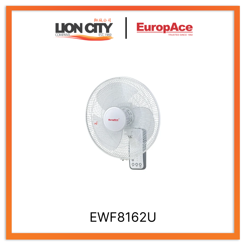 Europace EWF8162U 16 Inch Wall Mount Fan with Remote Control - Quiet Cooling for Bedroom, Living Room & Office