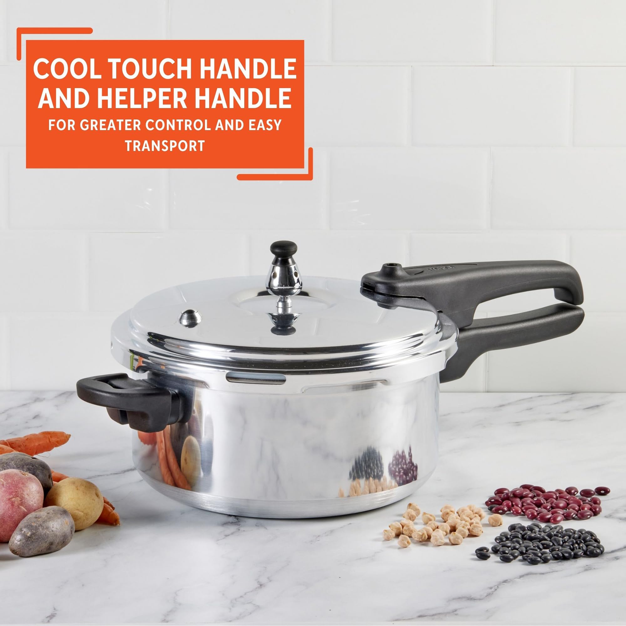 IMUSA 4.2 Quart Aluminum Pressure Cooker with Safety Valves - Stovetop Cookware for Fast, Safe Cooking | Perfect for Soups, Stews & Family Meals